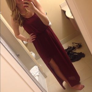 Nordstrom LUSH Burgundy Dress with Leg Slit